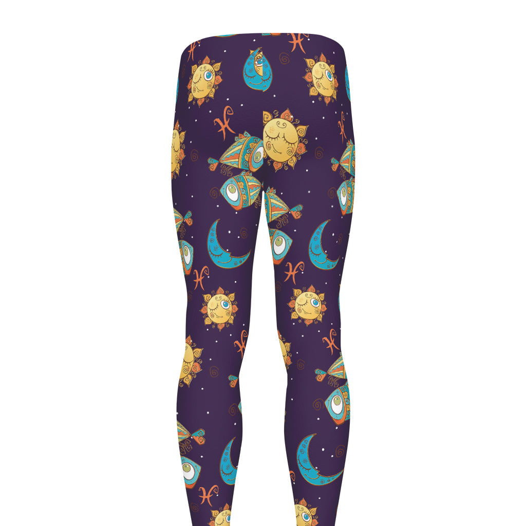 Cute Cartoon Pisces Pattern Print Men's leggings