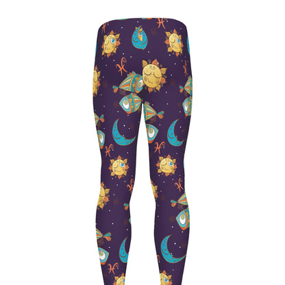 Cute Cartoon Pisces Pattern Print Men's leggings