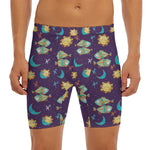 Cute Cartoon Pisces Pattern Print Men's Long Boxer Briefs