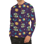 Cute Cartoon Pisces Pattern Print Men's Long Sleeve Rash Guard