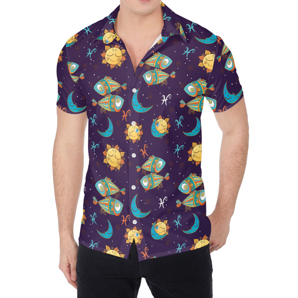 Cute Cartoon Pisces Pattern Print Men's Shirt