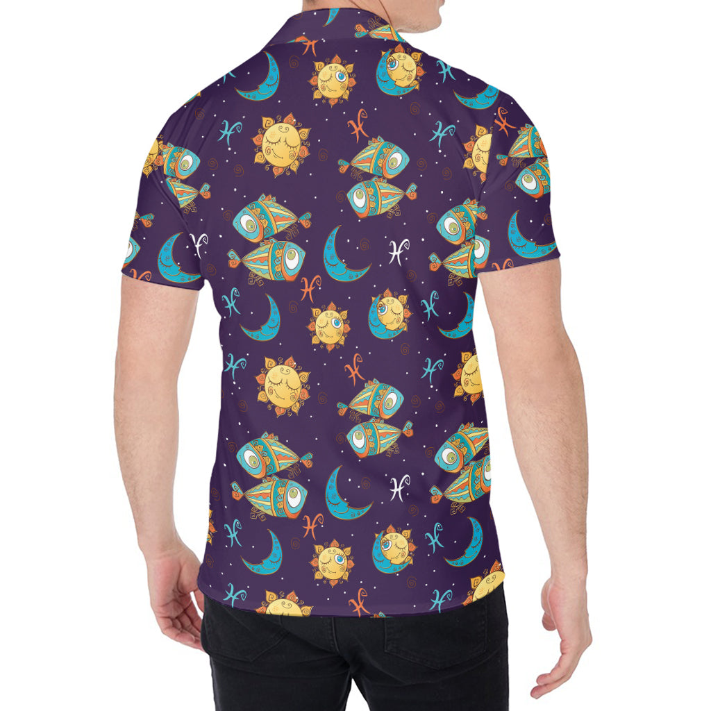 Cute Cartoon Pisces Pattern Print Men's Shirt