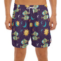 Cute Cartoon Pisces Pattern Print Men's Split Running Shorts