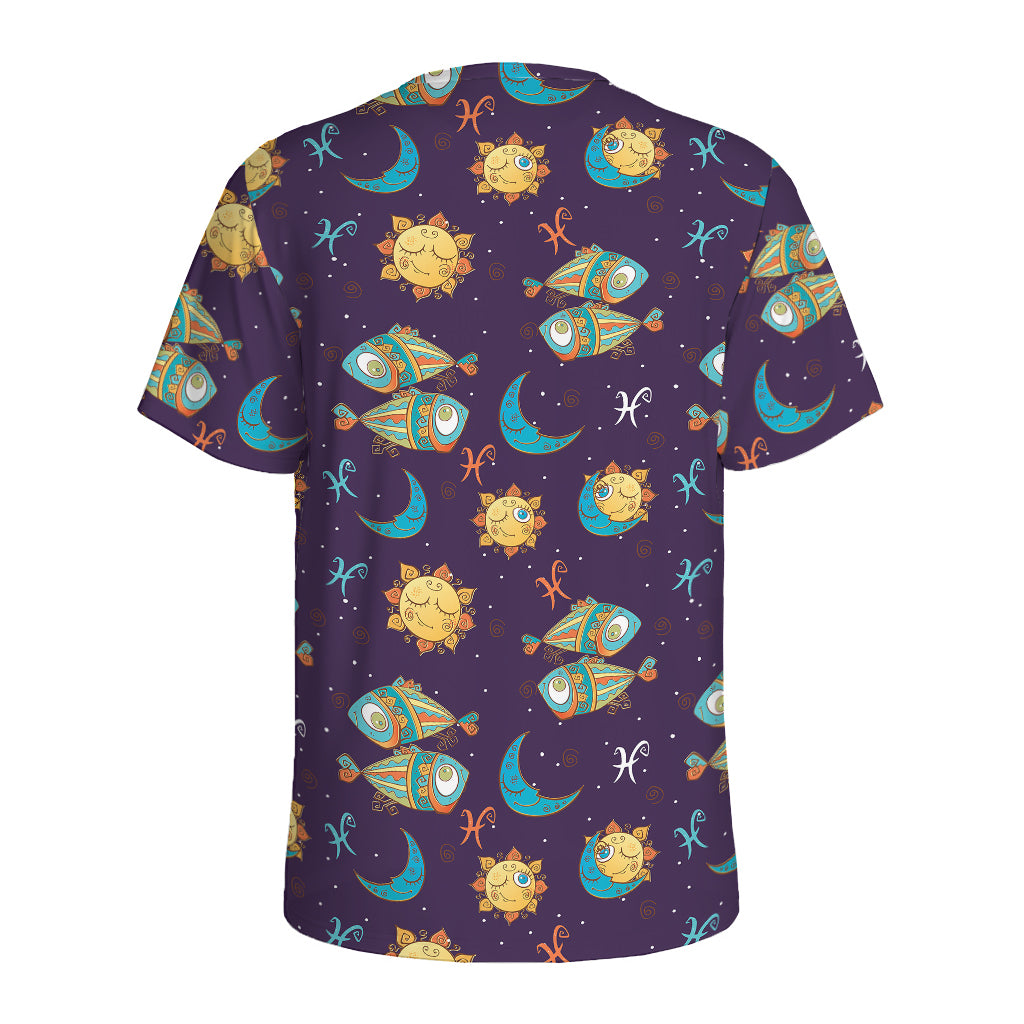 Cute Cartoon Pisces Pattern Print Men's Sports T-Shirt