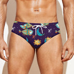 Cute Cartoon Pisces Pattern Print Men's Swim Briefs