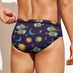 Cute Cartoon Pisces Pattern Print Men's Swim Briefs