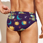 Cute Cartoon Pisces Pattern Print Men's Swim Briefs