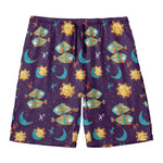 Cute Cartoon Pisces Pattern Print Men's Swim Trunks