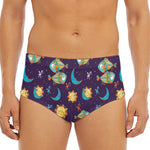 Cute Cartoon Pisces Pattern Print Men's Triangle Swim Briefs