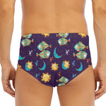 Cute Cartoon Pisces Pattern Print Men's Triangle Swim Briefs