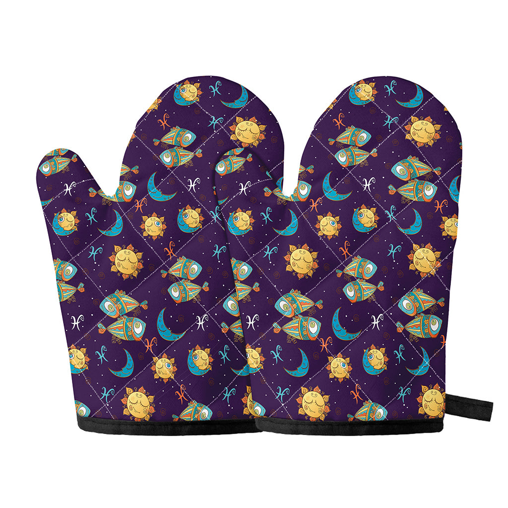 Cute Cartoon Pisces Pattern Print Oven Mitts