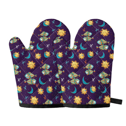 Cute Cartoon Pisces Pattern Print Oven Mitts
