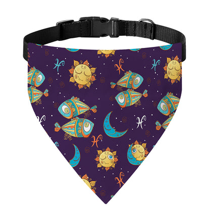 Cute Cartoon Pisces Pattern Print Over The Collar Dog Bandana