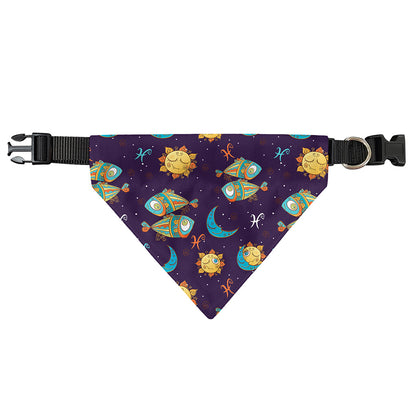 Cute Cartoon Pisces Pattern Print Over The Collar Dog Bandana