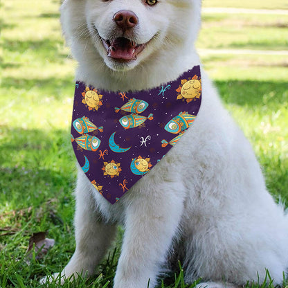 Cute Cartoon Pisces Pattern Print Over The Collar Dog Bandana