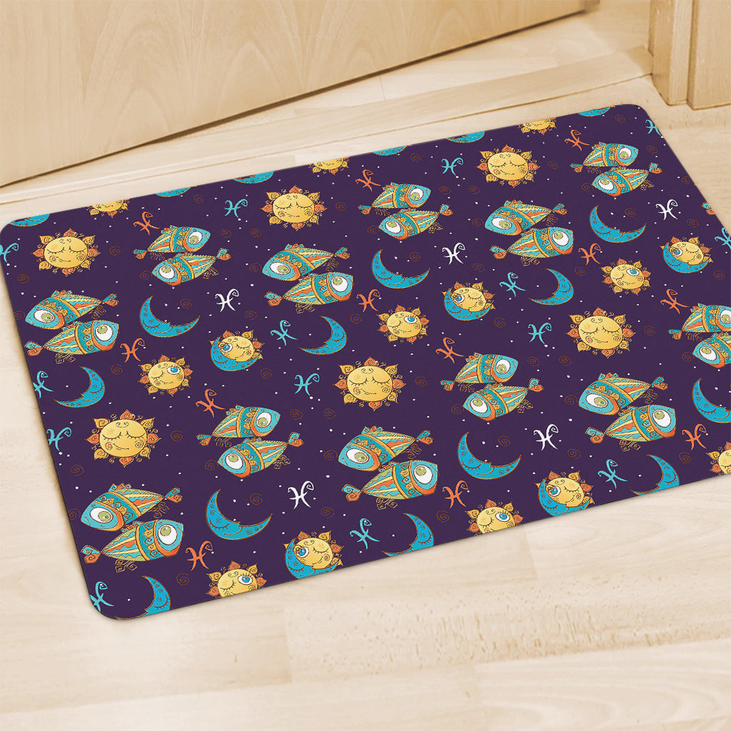 Cute Cartoon Pisces Pattern Print Polyester Doormat