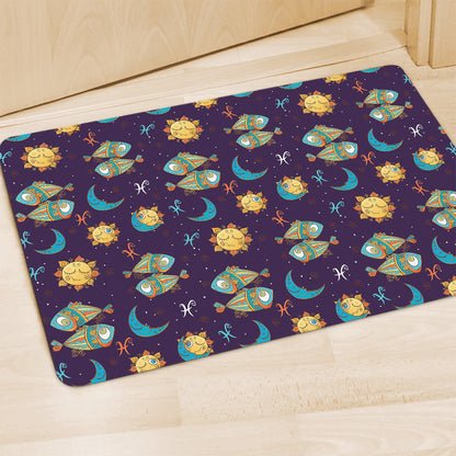 Cute Cartoon Pisces Pattern Print Polyester Doormat