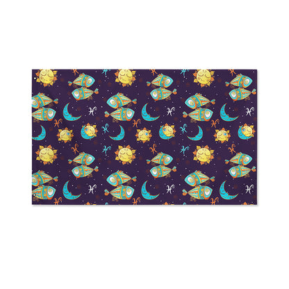 Cute Cartoon Pisces Pattern Print Polyester Flag