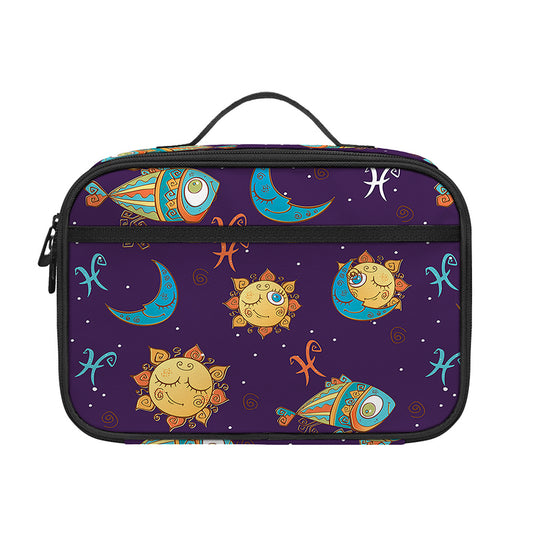 Cute Cartoon Pisces Pattern Print Portable Lunch Bag