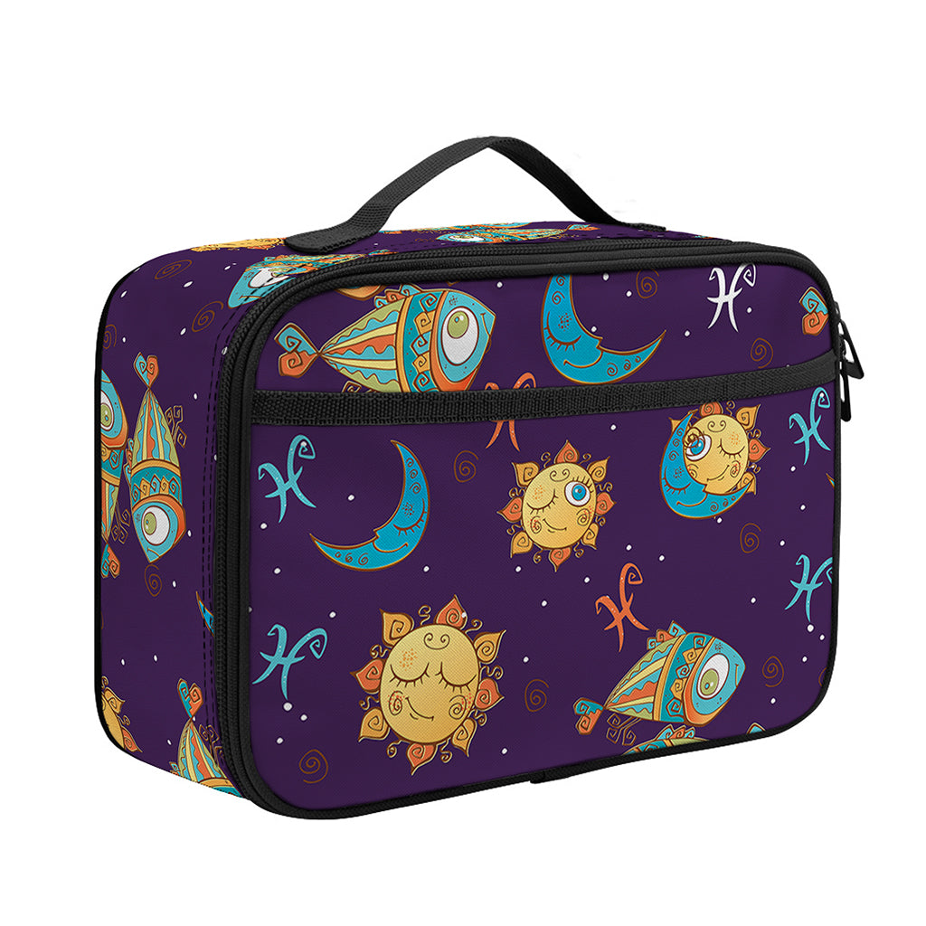 Cute Cartoon Pisces Pattern Print Portable Lunch Bag