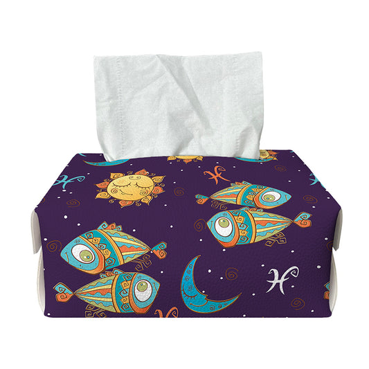 Cute Cartoon Pisces Pattern Print Rectangle Tissue Box Cover