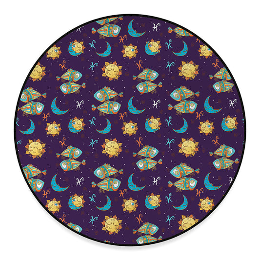 Cute Cartoon Pisces Pattern Print Round Floor Mat