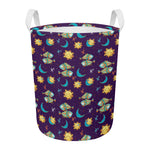 Cute Cartoon Pisces Pattern Print Round Laundry Basket