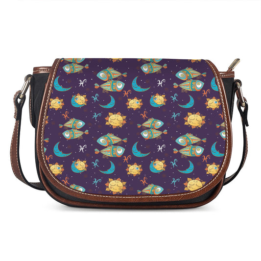 Cute Cartoon Pisces Pattern Print Saddle Bag