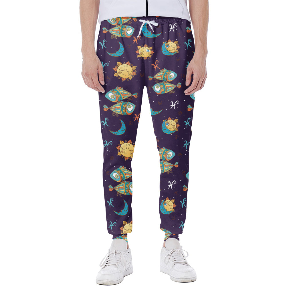 Cute Cartoon Pisces Pattern Print Scuba Joggers