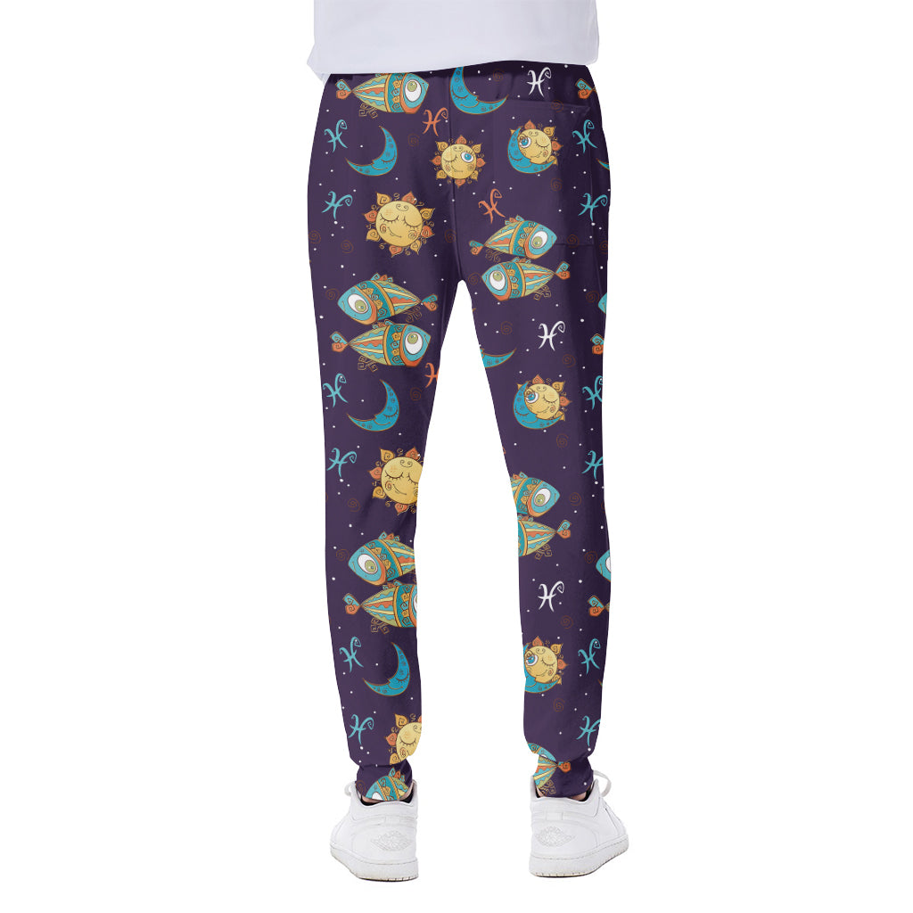 Cute Cartoon Pisces Pattern Print Scuba Joggers