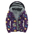 Cute Cartoon Pisces Pattern Print Sherpa Lined Zip Up Hoodie