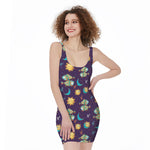 Cute Cartoon Pisces Pattern Print Sleeveless Bodycon Dress