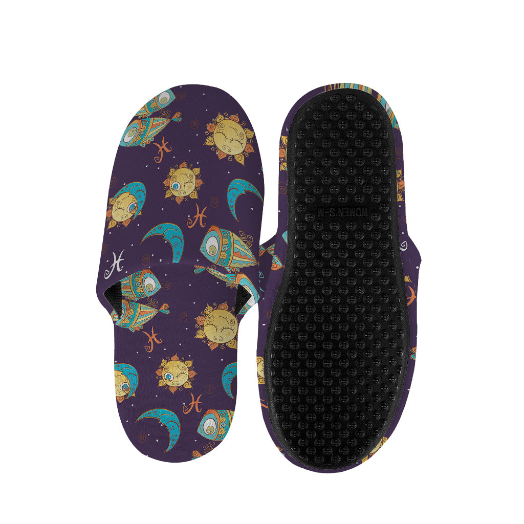Cute Cartoon Pisces Pattern Print Slippers
