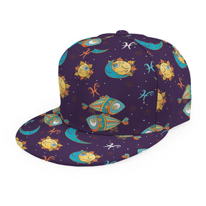 Cute Cartoon Pisces Pattern Print Snapback Cap