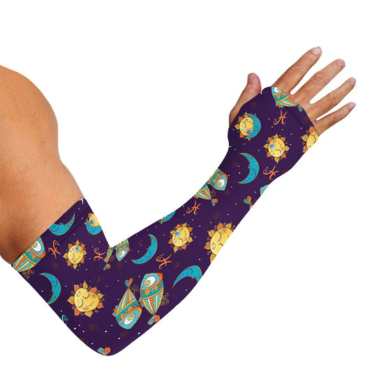 Cute Cartoon Pisces Pattern Print Sun Protection Arm Sleeves