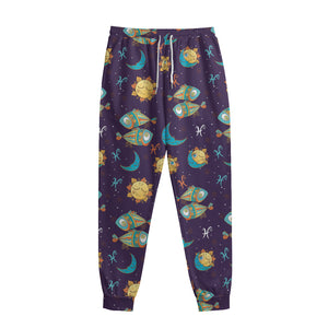 Cute Cartoon Pisces Pattern Print Sweatpants