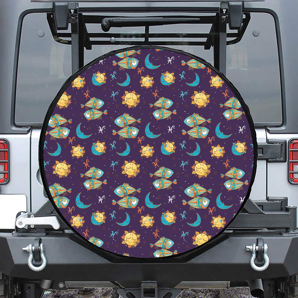 Cute Cartoon Pisces Pattern Print Tire Cover