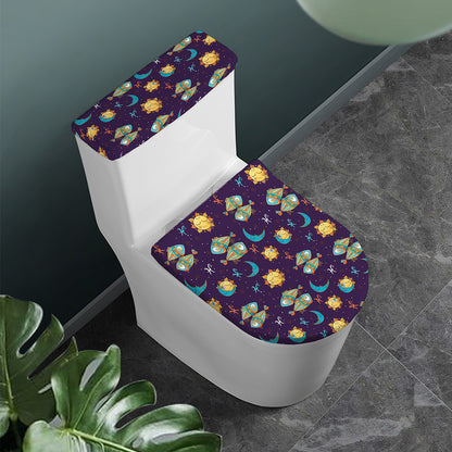 Cute Cartoon Pisces Pattern Print Toilet Lid And Tank Cover Set