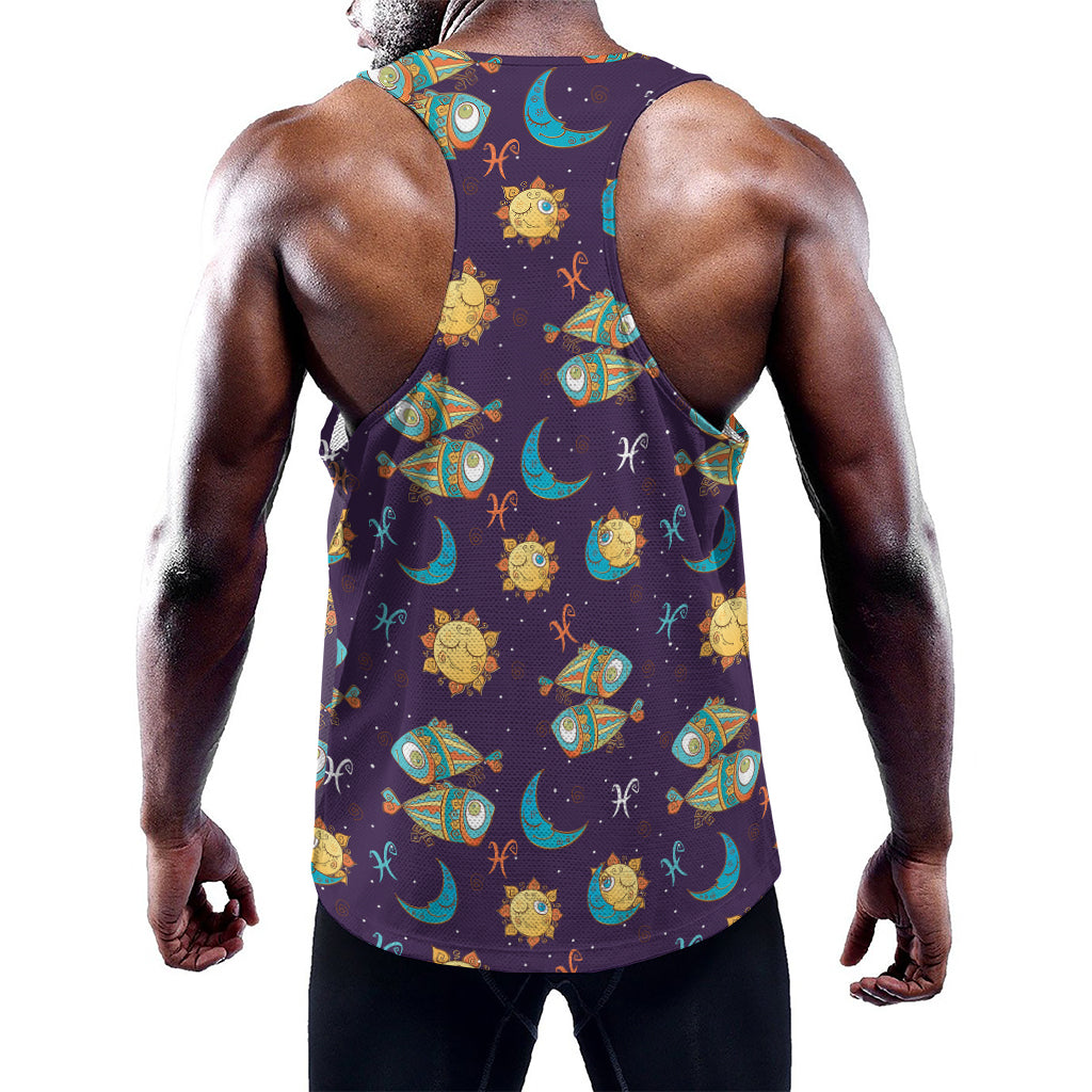 Cute Cartoon Pisces Pattern Print Training Tank Top