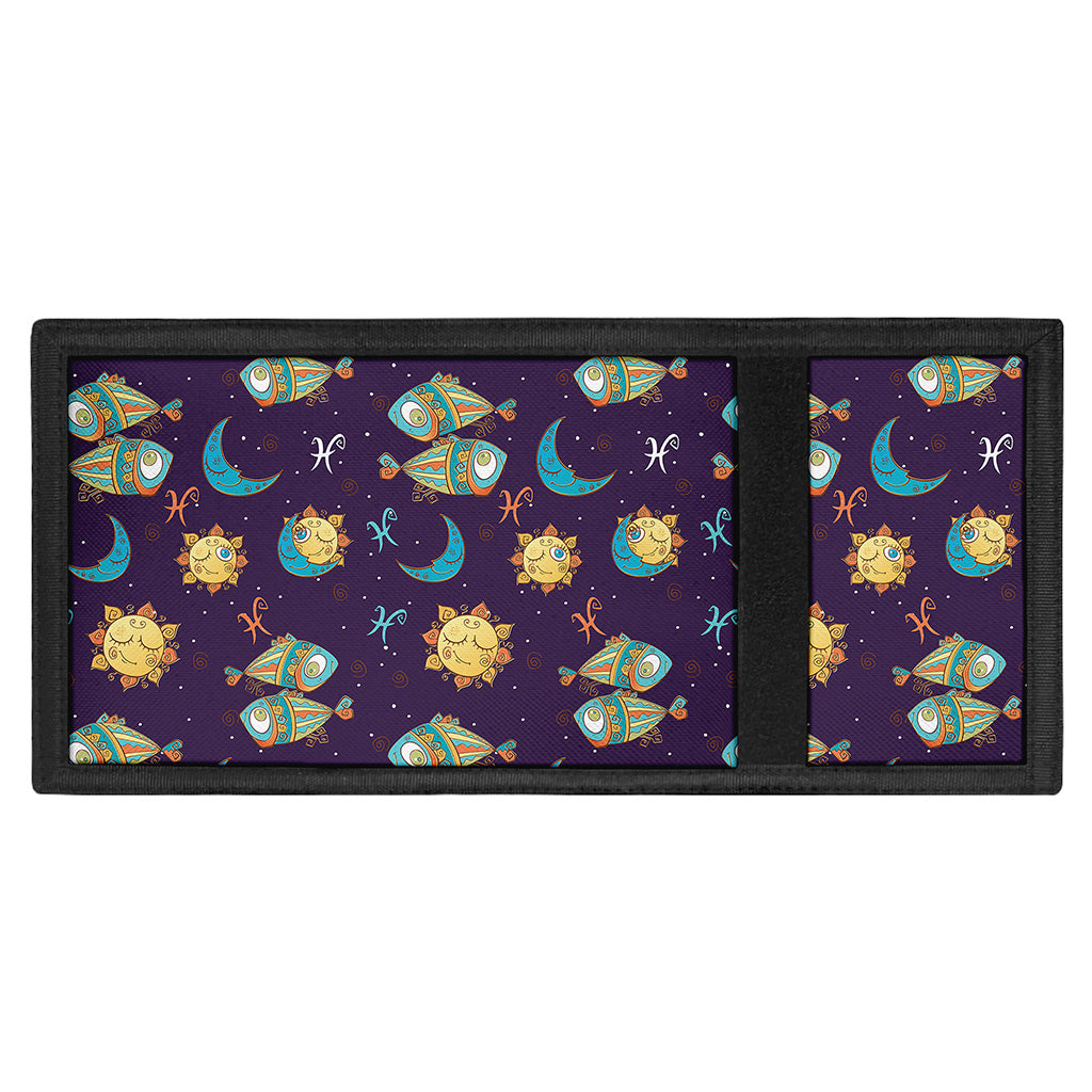 Cute Cartoon Pisces Pattern Print Trifold Wallet