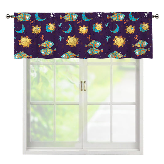 Cute Cartoon Pisces Pattern Print Window Valance