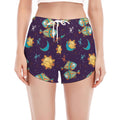 Cute Cartoon Pisces Pattern Print Women's Split Running Shorts