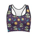 Cute Cartoon Pisces Pattern Print Women's Sports Bra
