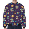 Cute Cartoon Pisces Pattern Print Zip Sleeve Bomber Jacket