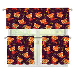 Cute Cartoon Red Panda Pattern Print 3 Piece Kitchen Curtains