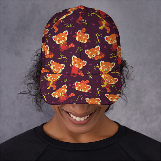 Cute Cartoon Red Panda Pattern Print Baseball Cap