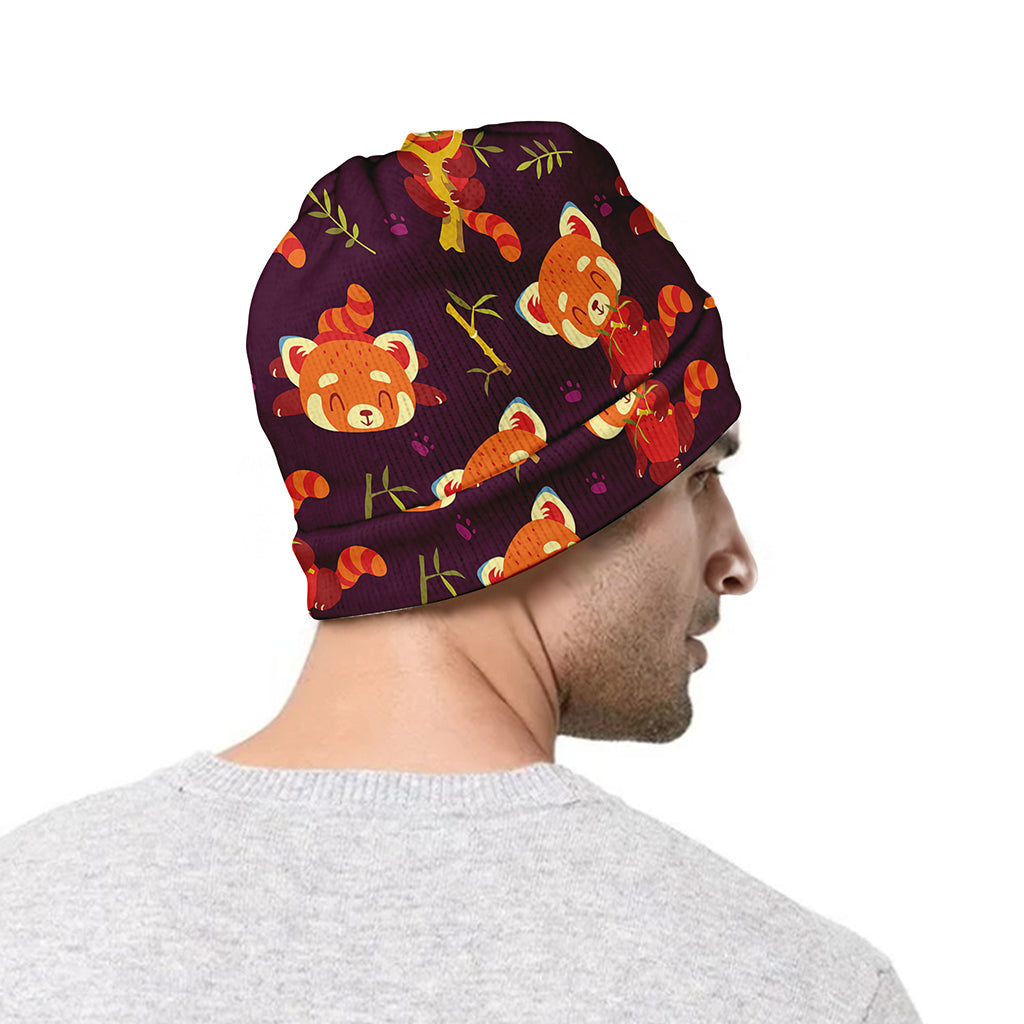 Cute Cartoon Red Panda Pattern Print Beanie