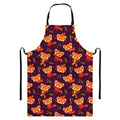 Cute Cartoon Red Panda Pattern Print Bib Apron With Pocket