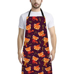 Cute Cartoon Red Panda Pattern Print Bib Apron With Pocket