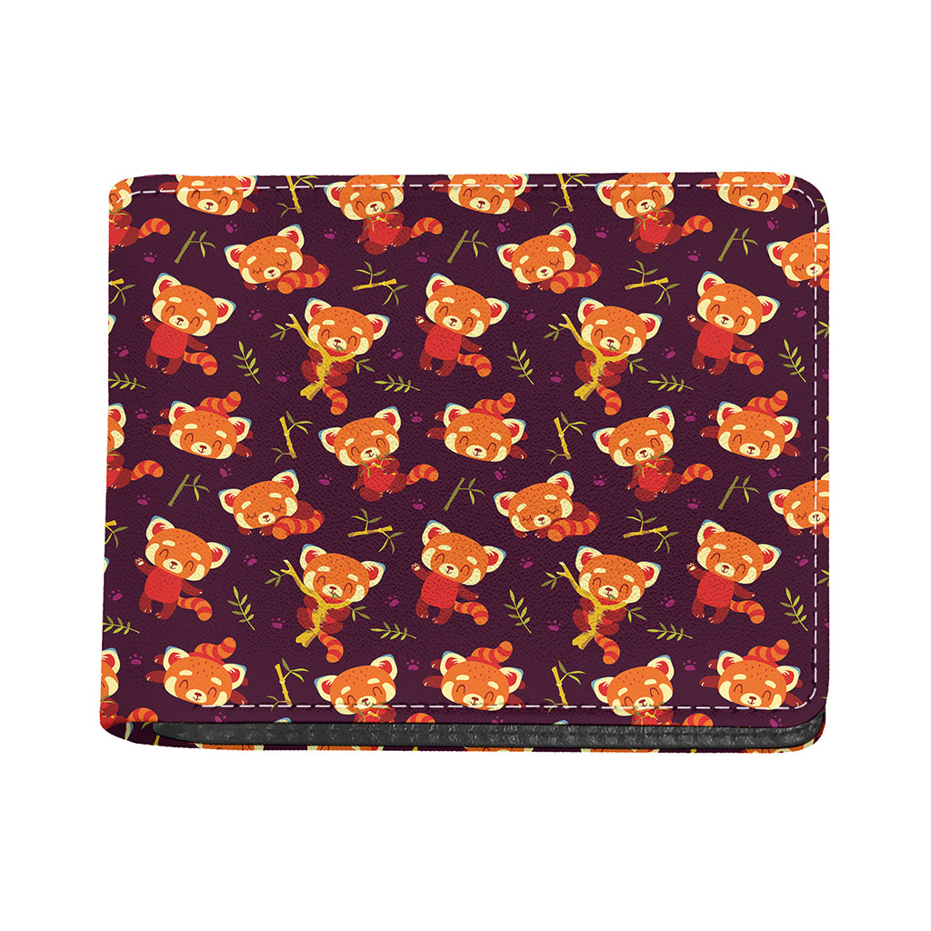 Cute Cartoon Red Panda Pattern Print Bifold Wallet